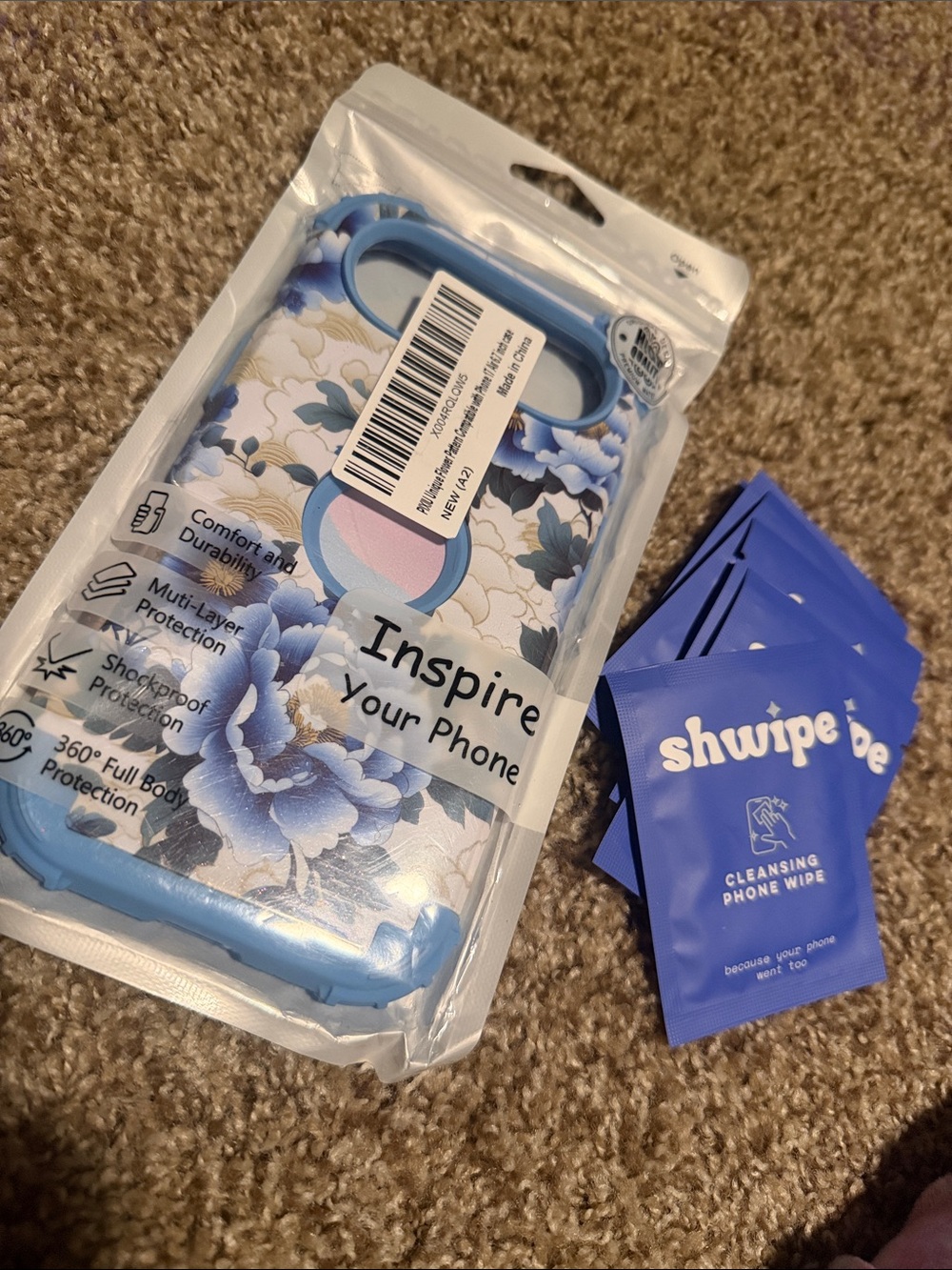 Blue floral protective case for iPhone 17 Air & 6 Shwipes - NWOT